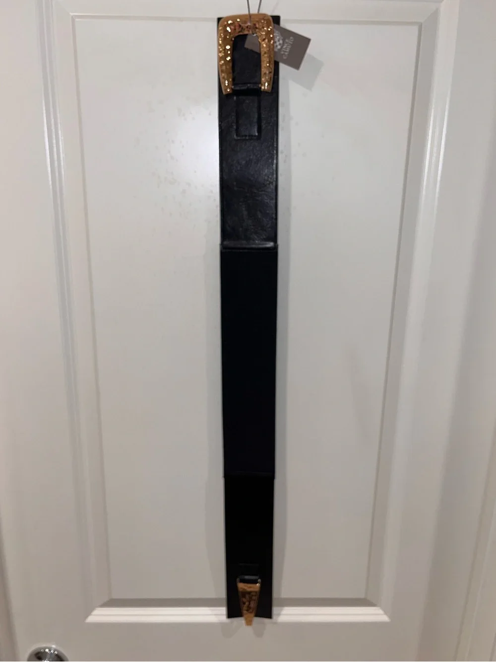 New Vince Camuto Women Elastic Stretch Formal Classic Belt Size L/XL Black Gold